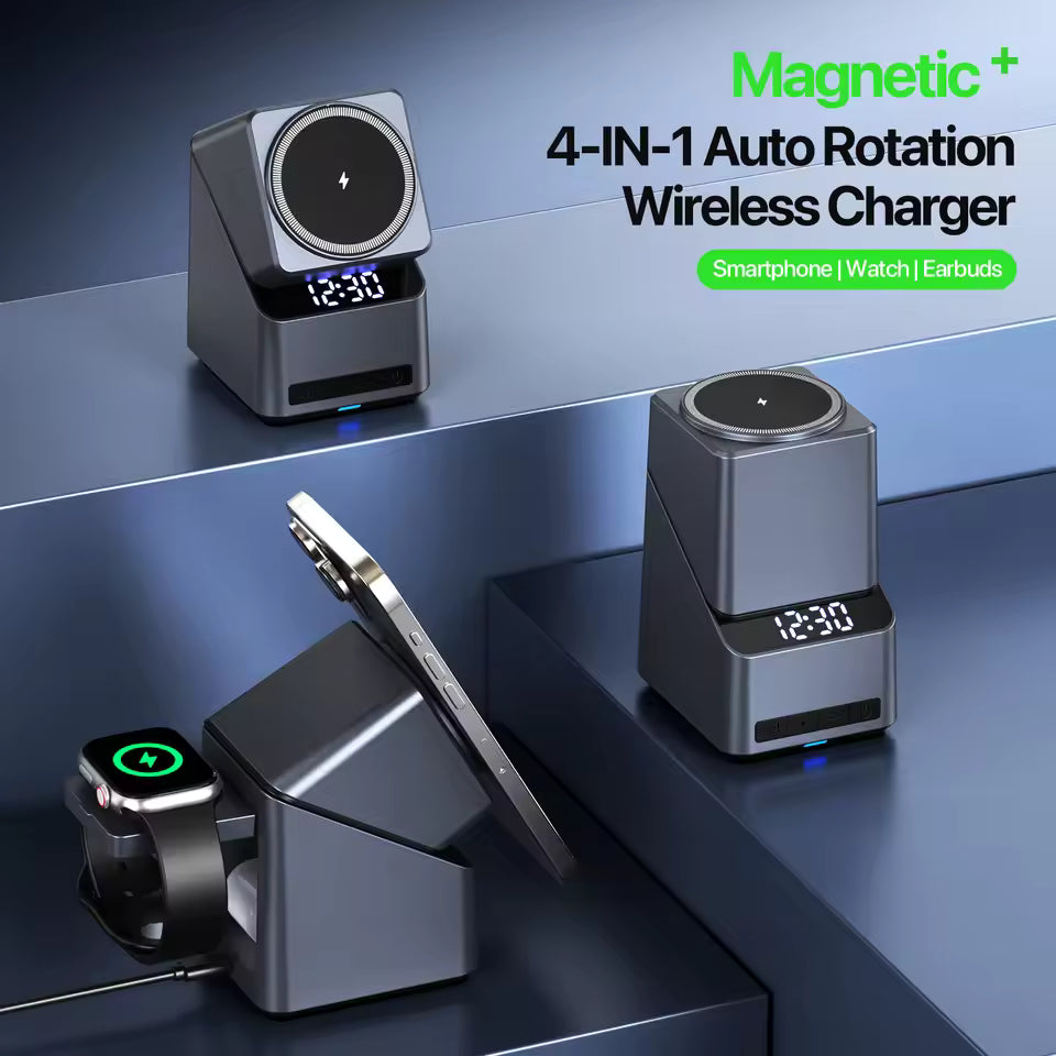 Magnetic 4-in-1 Wireless Charging Station for iPhone, Apple Watch & AirPods