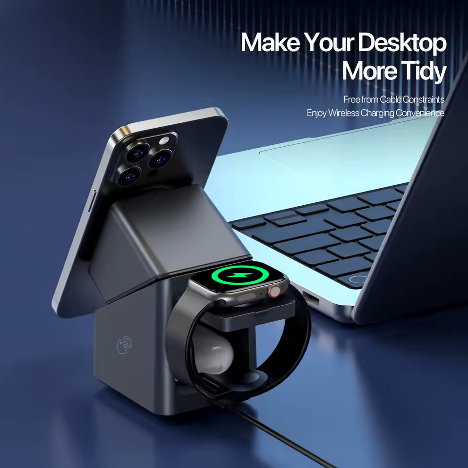 Magnetic 4-in-1 Wireless Charging Station for iPhone, Apple Watch & AirPods